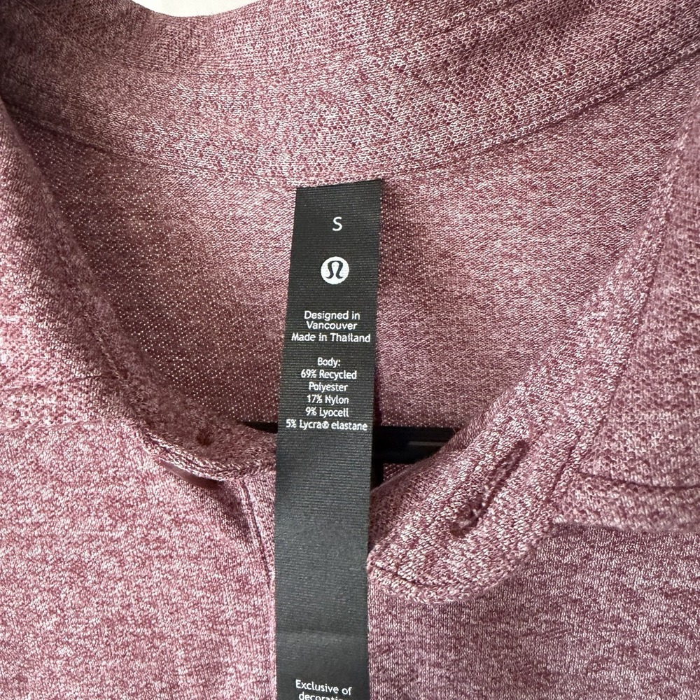 Lululemon Men's Evolution Short Sleeve Polo Shirt in Heathered Red Merlot Size S - Picture 12 of 14
